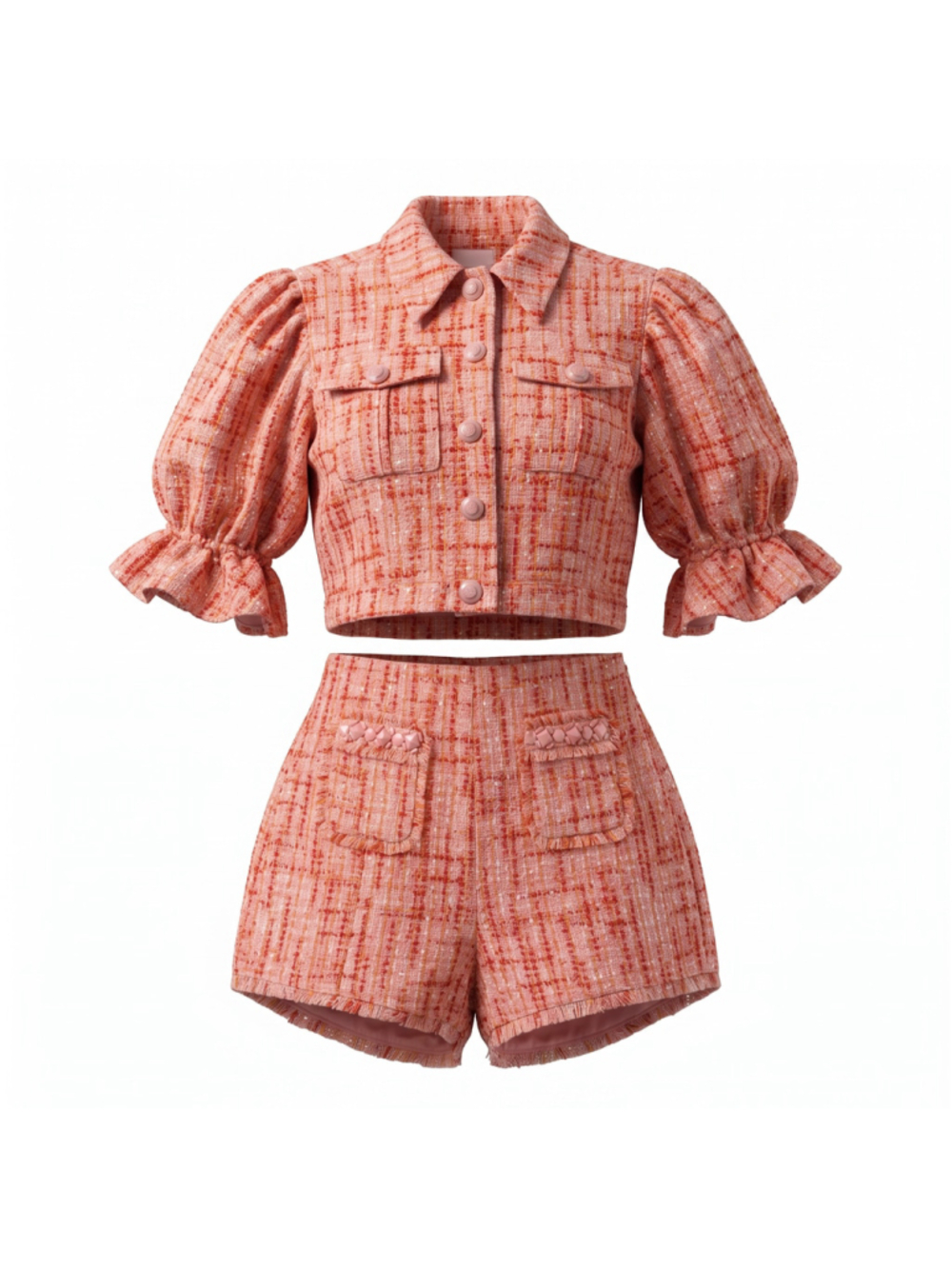 Cinq à Sept Ilaria Jacket and Kayla Shorts Two Piece Tweed Boucle Suit Set, 10